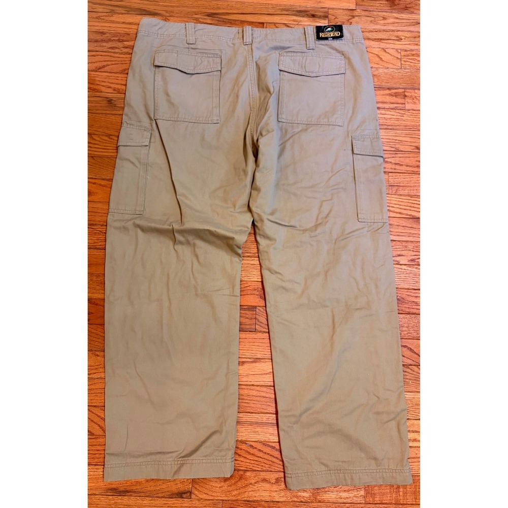 New Red Head Flannel Lined Cargo Pants 46x32 Tan Plaid Lined Canvas Workwear